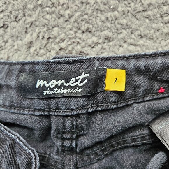 Monet Skateboards Jeans Womens Size 1 Black Denim Straight‎ Leg High Rise - Picture 8 of 13